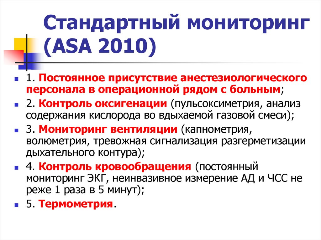 Стандартный мониторинг (ASA 2010)