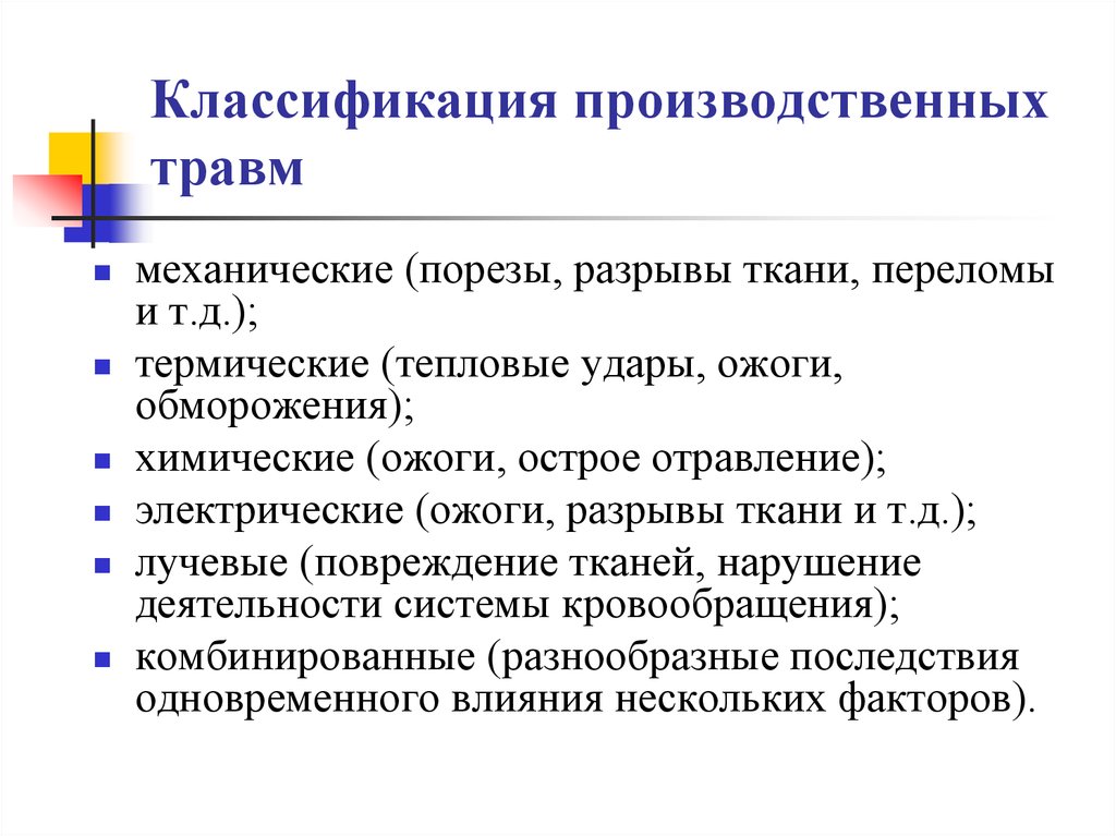 Группы производственных травм