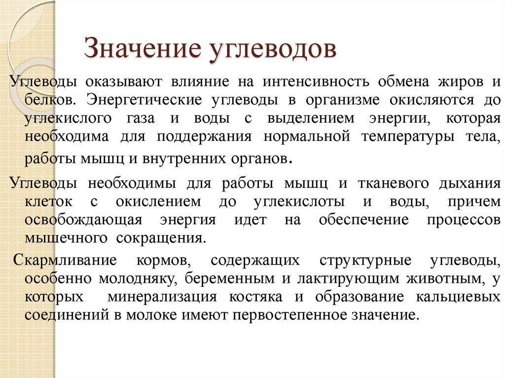 Углеводы в организме человека