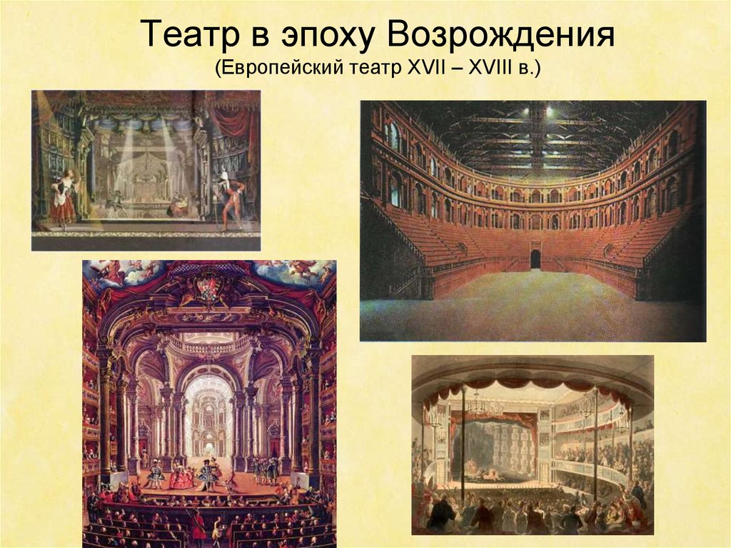 Театр в эпоху Возрождения (Европейский театр XVII – XVIII в.)