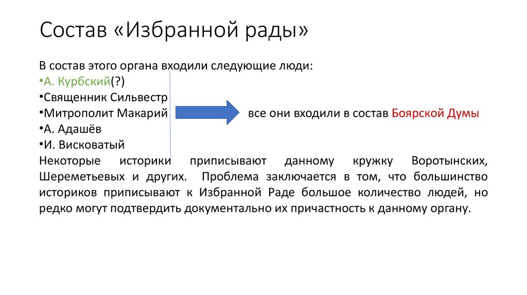 Кто входил в состав избранной рады