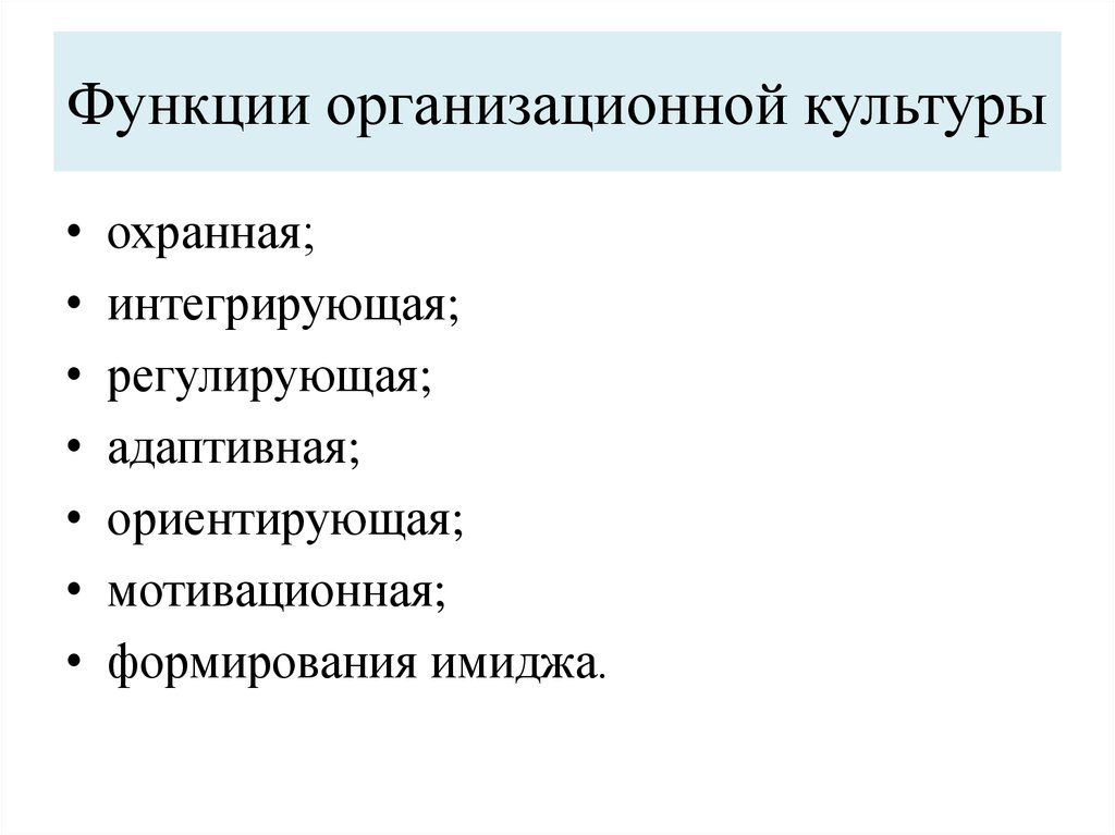 Функции организационной культуры презентация