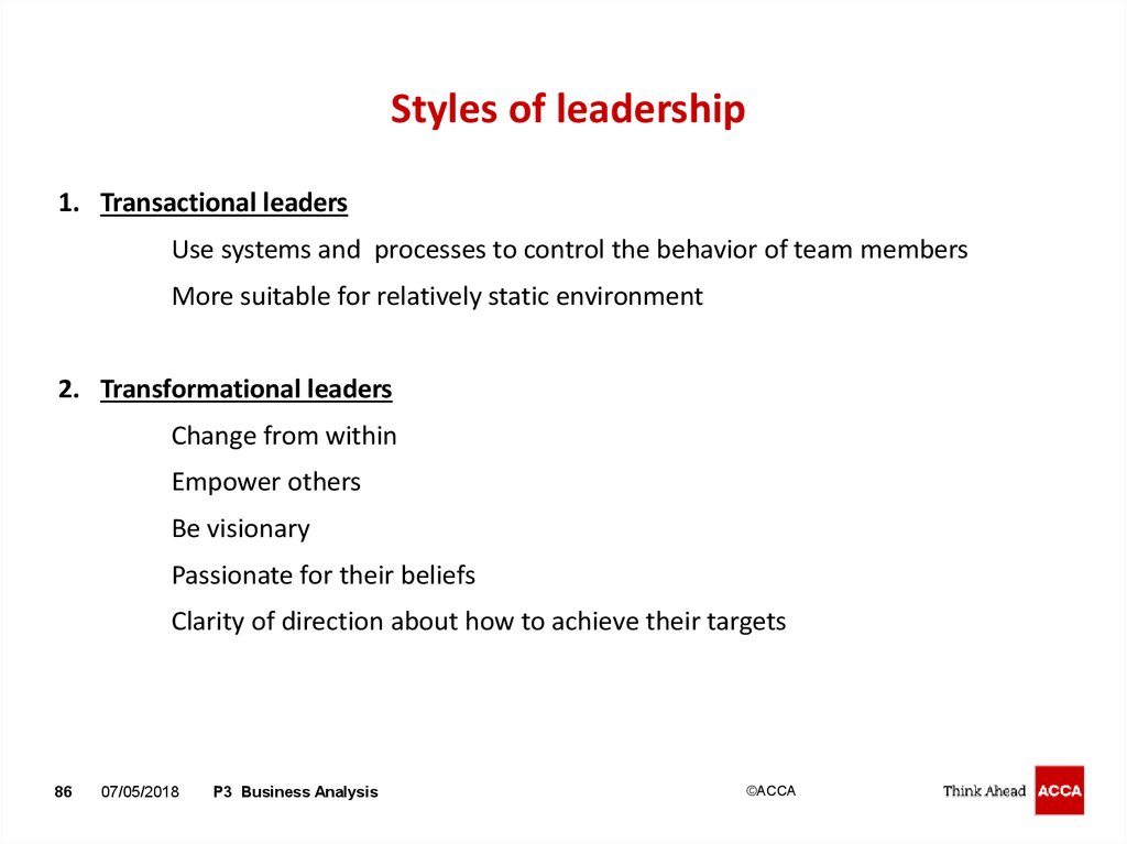 Styles of leadership