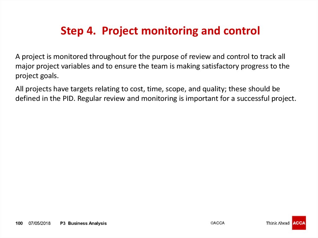 Step 4. Project monitoring and control