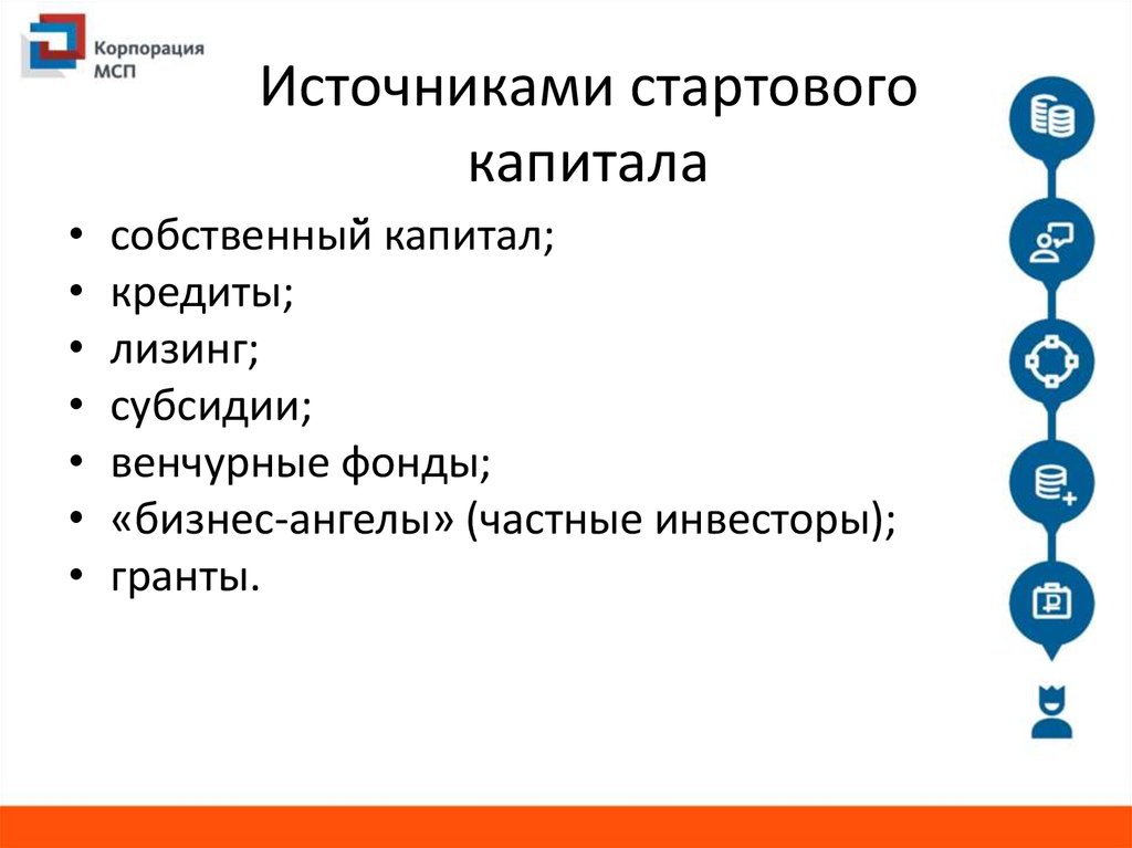 Значительные размеры стартового капитала. Источники стартового капитала. Источники начального капитала. Источник первоначального капитала.