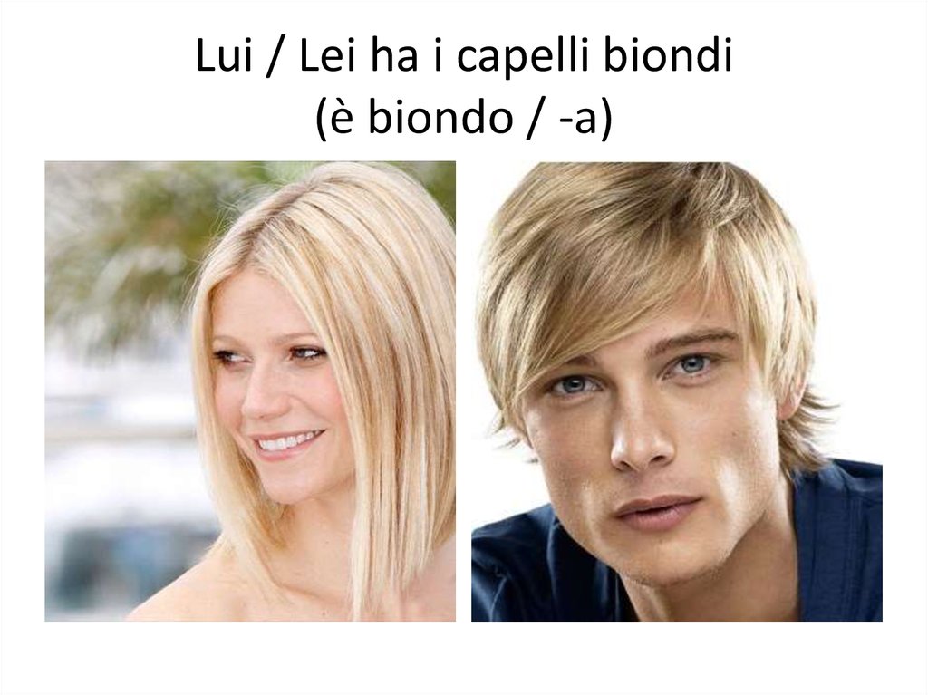 Lui / Lei ha i capelli biondi (è biondo / -a)