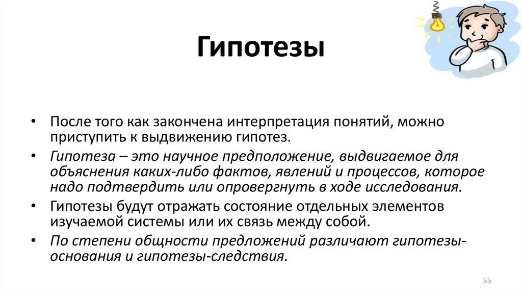 Гипотеза следствия. Научное предположение выдвигаемое для объяснения. Гипотеза. Выдвинуть гипотезу.