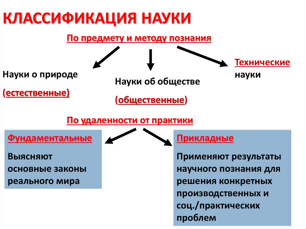 Классификация наук обществознание