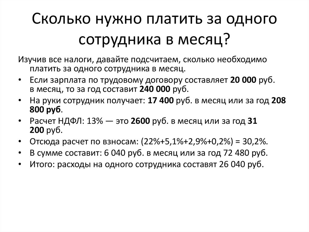 Минимальный налог за работника