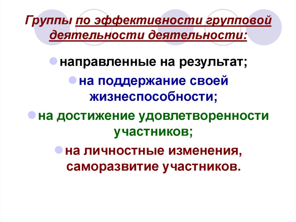 На эффективность группы влияют