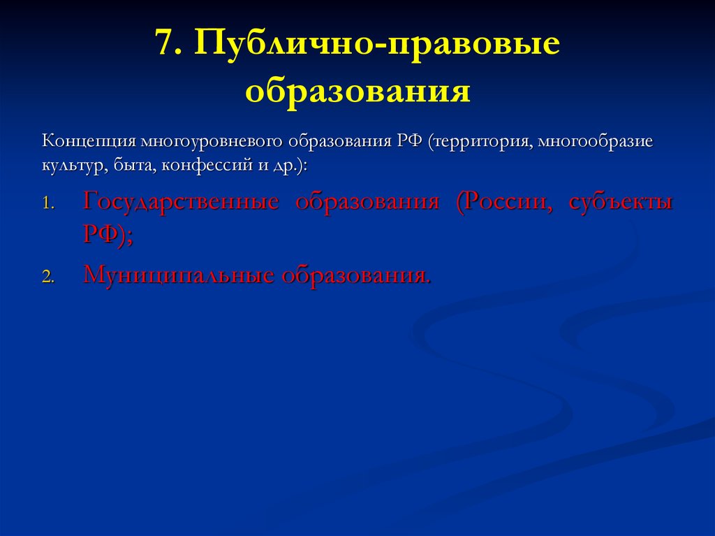 Публично правовые образования статьи