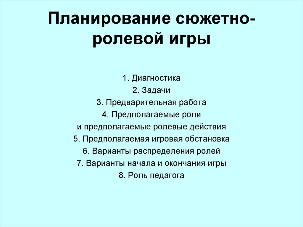 План сюжетно ролевой игры в подготовительной группе