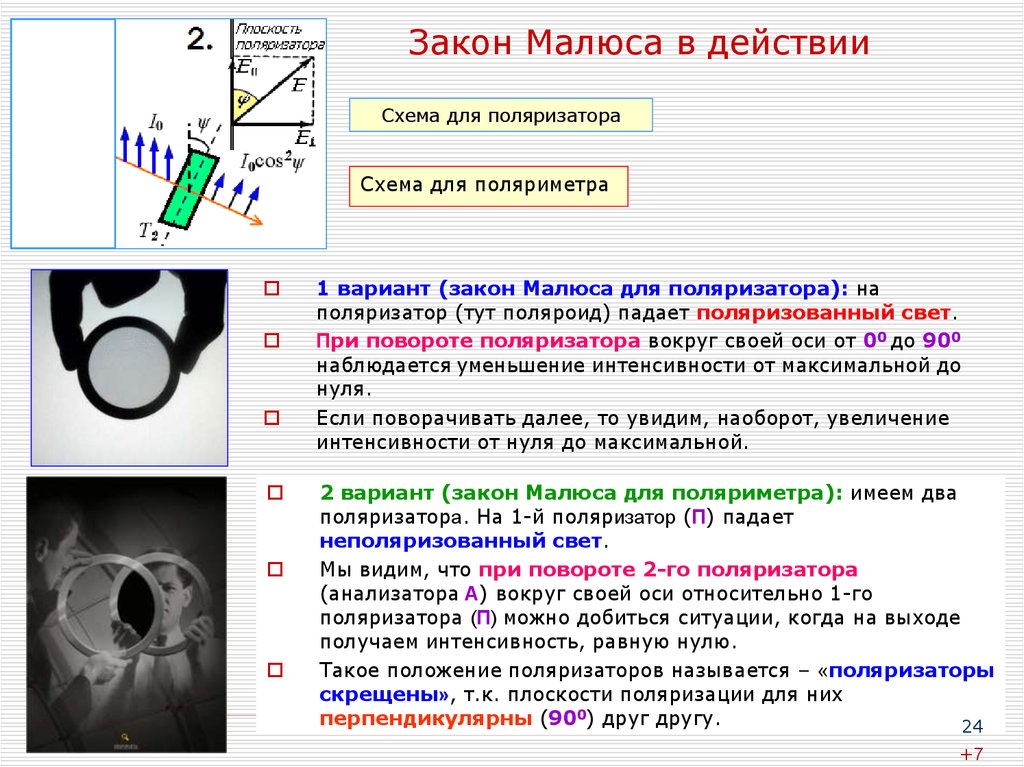 Начертите схему установки для проверки закона малюса опишите как вы провели эту проверку