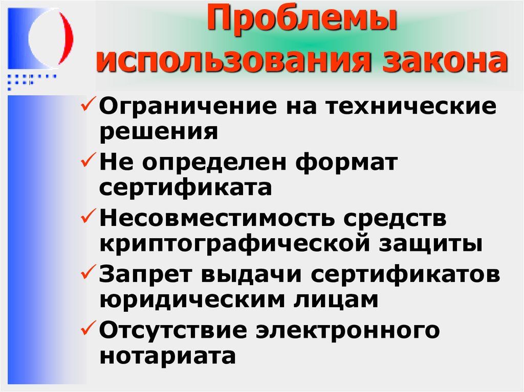 Проблемы использования