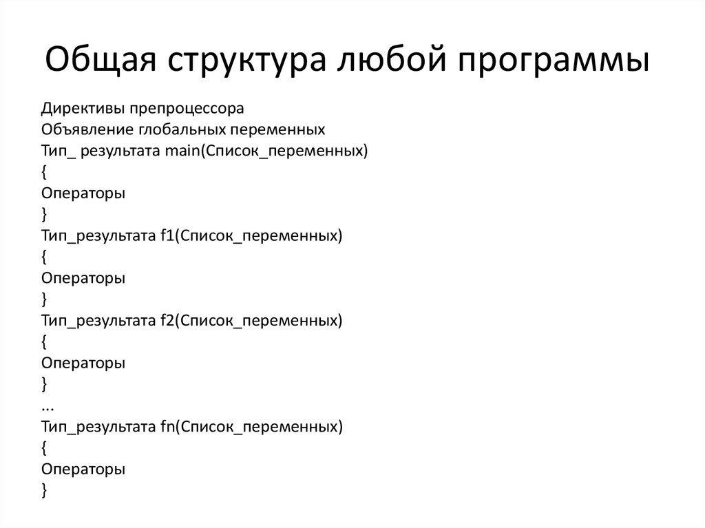 Общая структура любой программы