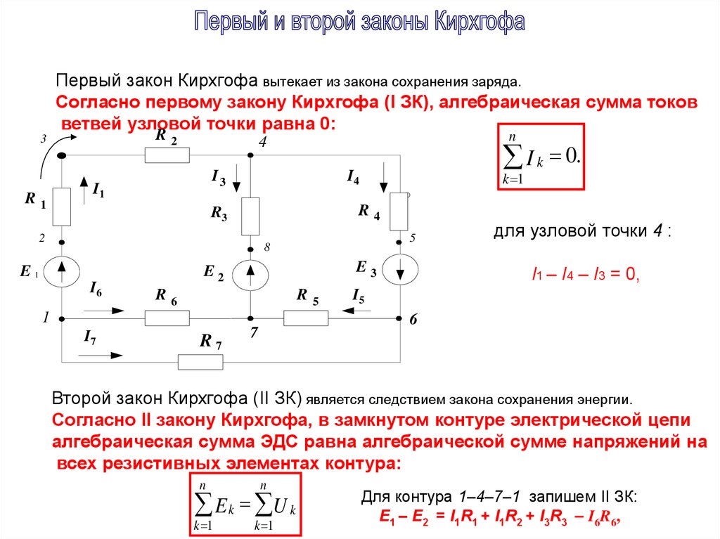 Закон кирхгофа для электрической цепи. Схема второго закона Кирхгофа. Второй закон Кирхгофа рисунок. Второй закон Кирхгофа схема формула. Формула первого закона Кирхгофа и схема.