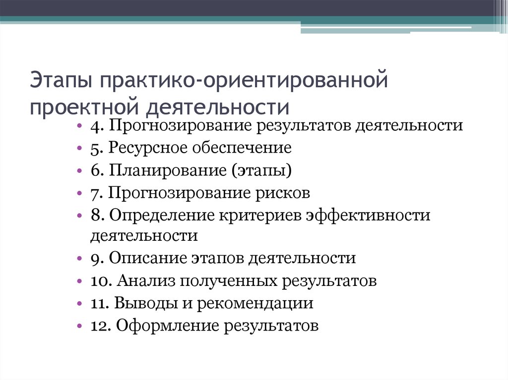 Этапы практико ориентированного проекта