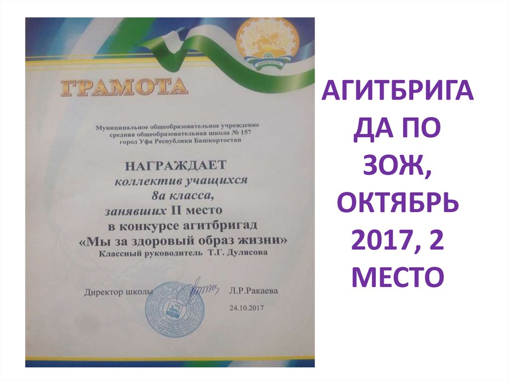 АГИТБРИГАДА ПО ЗОЖ, ОКТЯБРЬ 2017, 2 МЕСТО