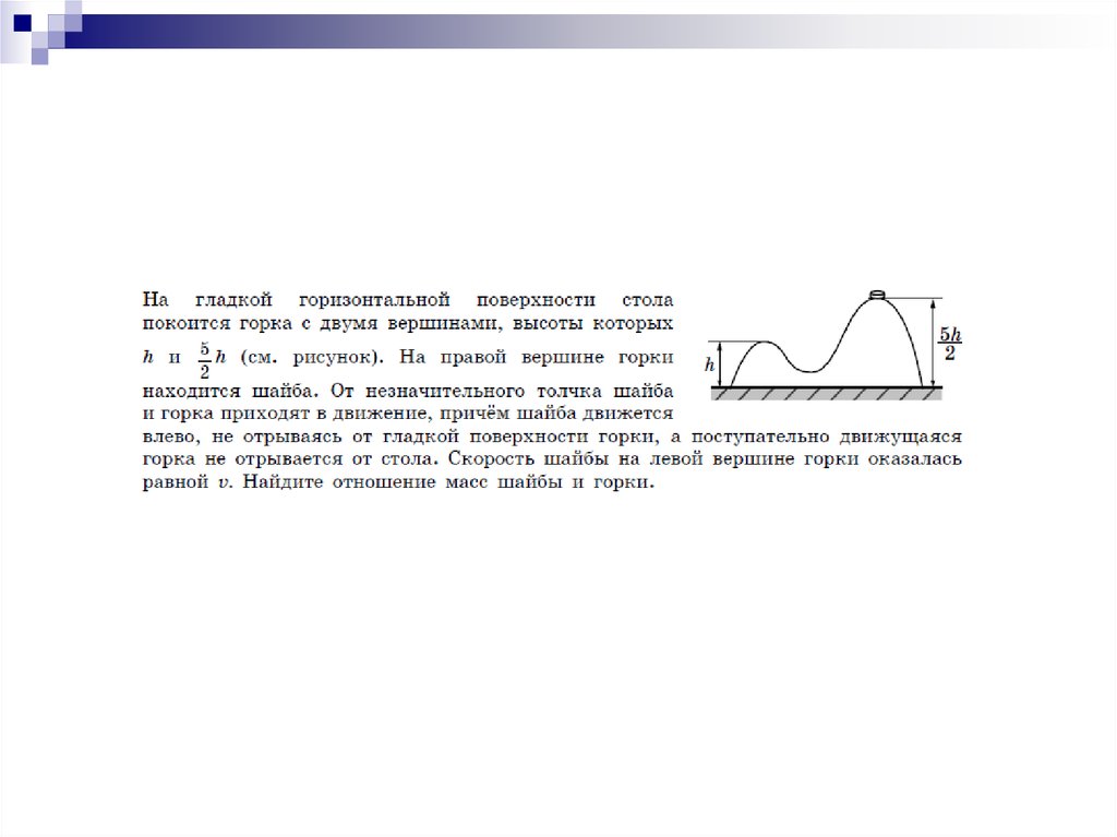На гладкой горизонтальной поверхности стола покоится горка с двумя вершинами