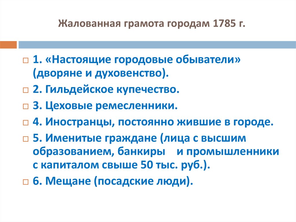 Выбери верное утверждение о жалованной грамоте городам