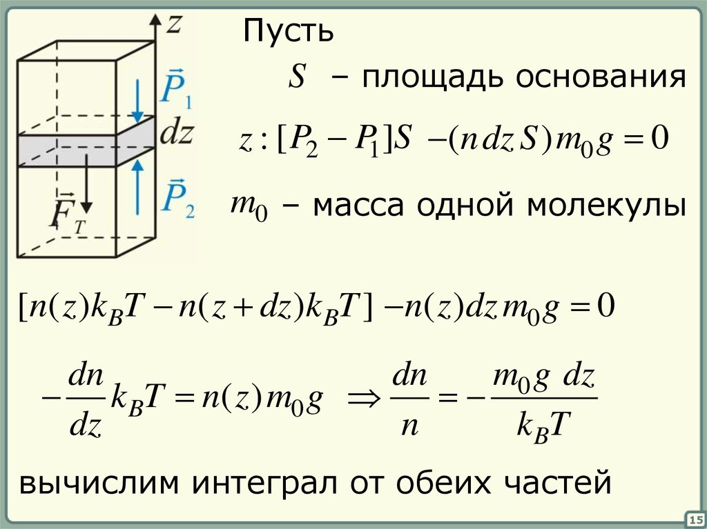 Пусть площадь. Площадь основания физика. Масса основания. Интеграл в молекулярной физике. Молекулярная физика через интегралы.