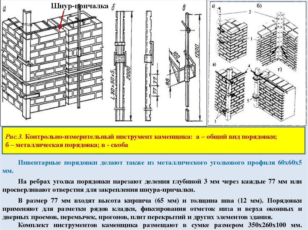 Инструменты и приспособления для кладки кирпича