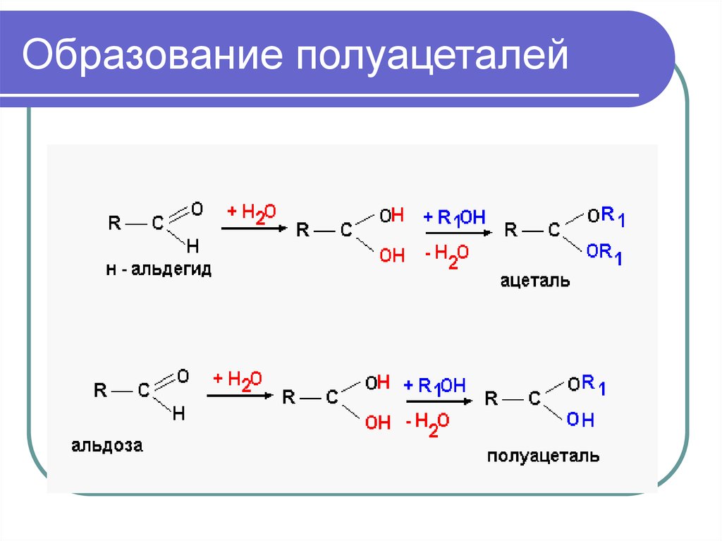 Ацетальдегид метанол реакция. Механизм реакции образования полуацеталя. Образование полуацеталей и ацеталей из альдегидов. Механизм реакции получения полуацеталя. Ацеталь и полуацеталь формулы.