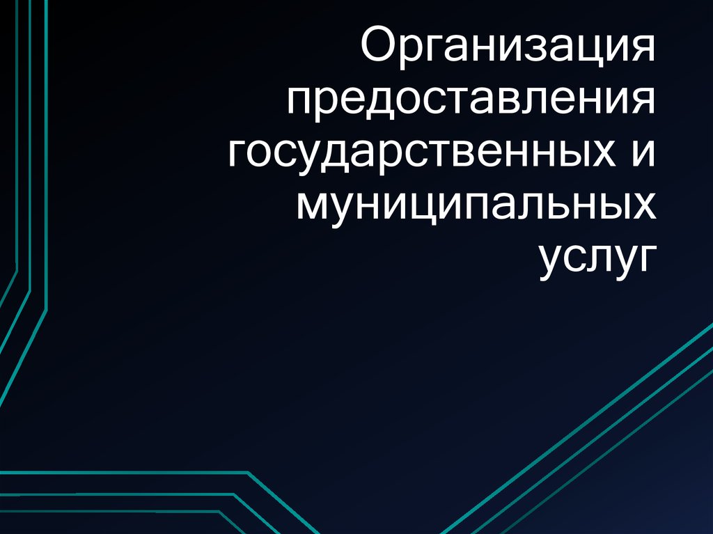 Организация предоставления муниципальных услуг