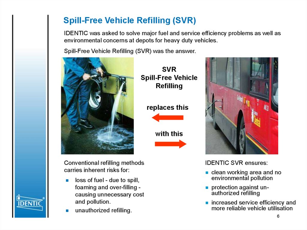 Spill-Free Vehicle Refilling (SVR)