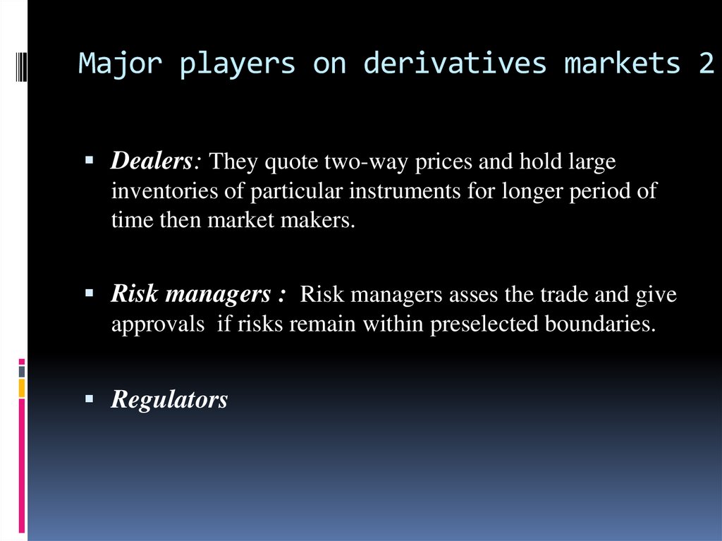 Major players on derivatives markets 2