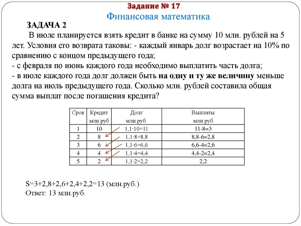 В июне планируется взять кредит. Взять кредит в банке условия его возврата. В июле планируется взять кредит в банке на сумму 10 млн рублей на 5 лет. В июле планируется взять кредит в банке на сумму 4,5 млн рублей. В июле планируется взять кредит в банке на сумму 8052000 рублей.