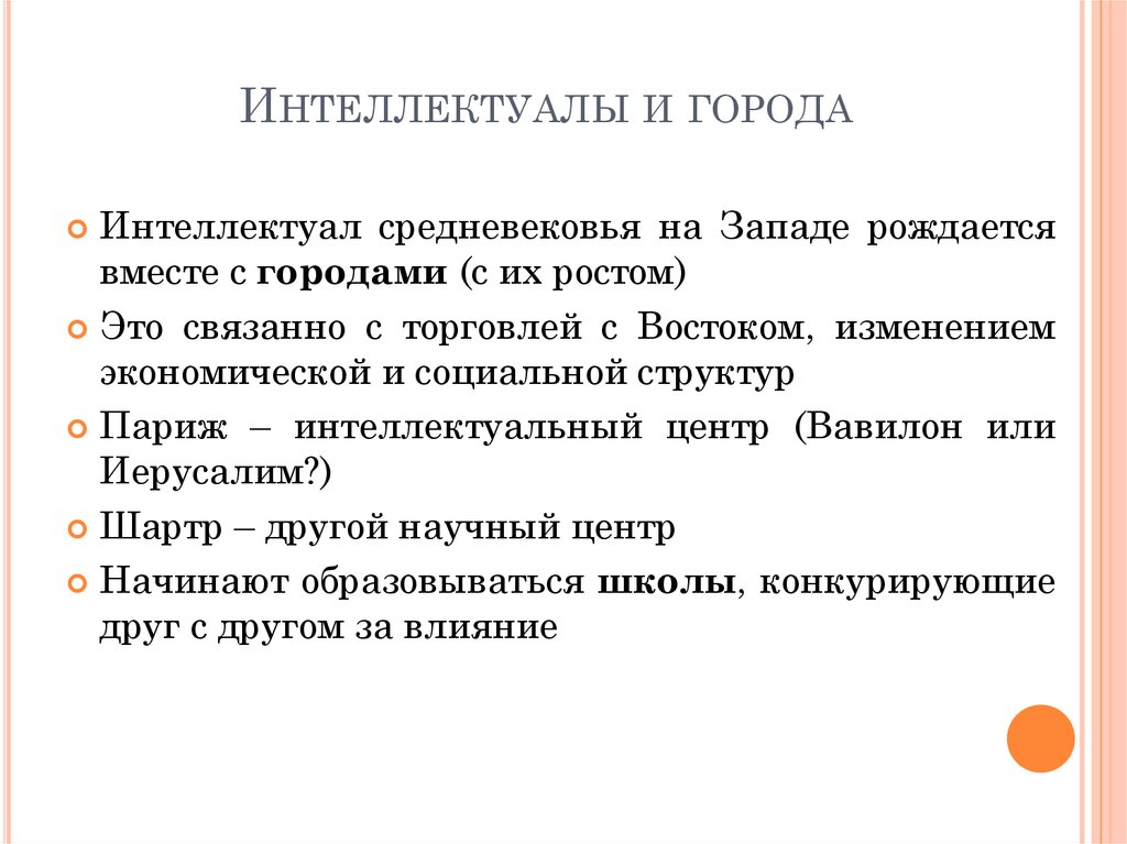 Интеллектуалы и города