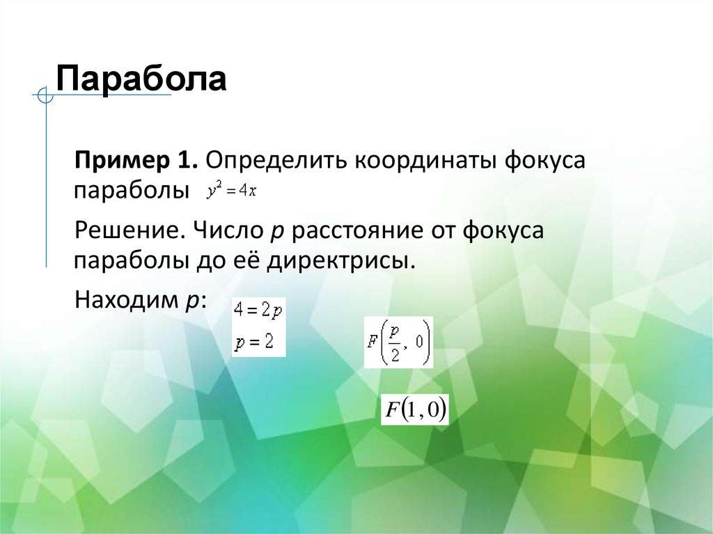 Метод параболы для решения. Координаты фокуса параболы. Определить координаты фокусов. Фокус и параметр параболы. Кривые второго порядка Гипербола презентация.