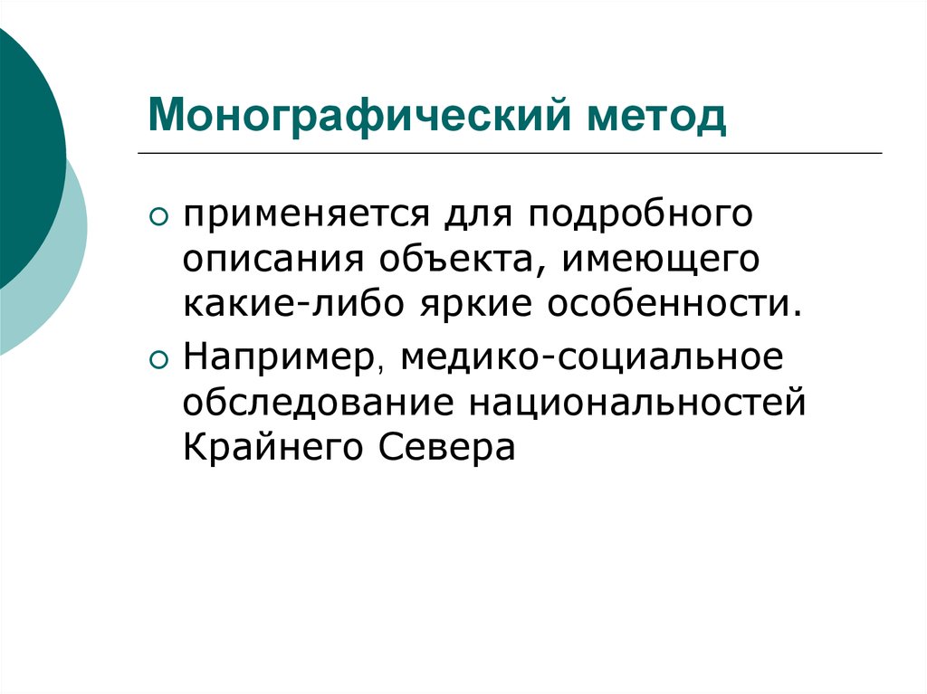 Монографический метод анализа