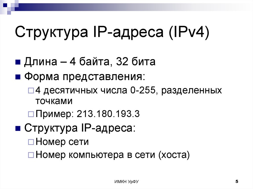 Структура IP-адреса (IPv4)