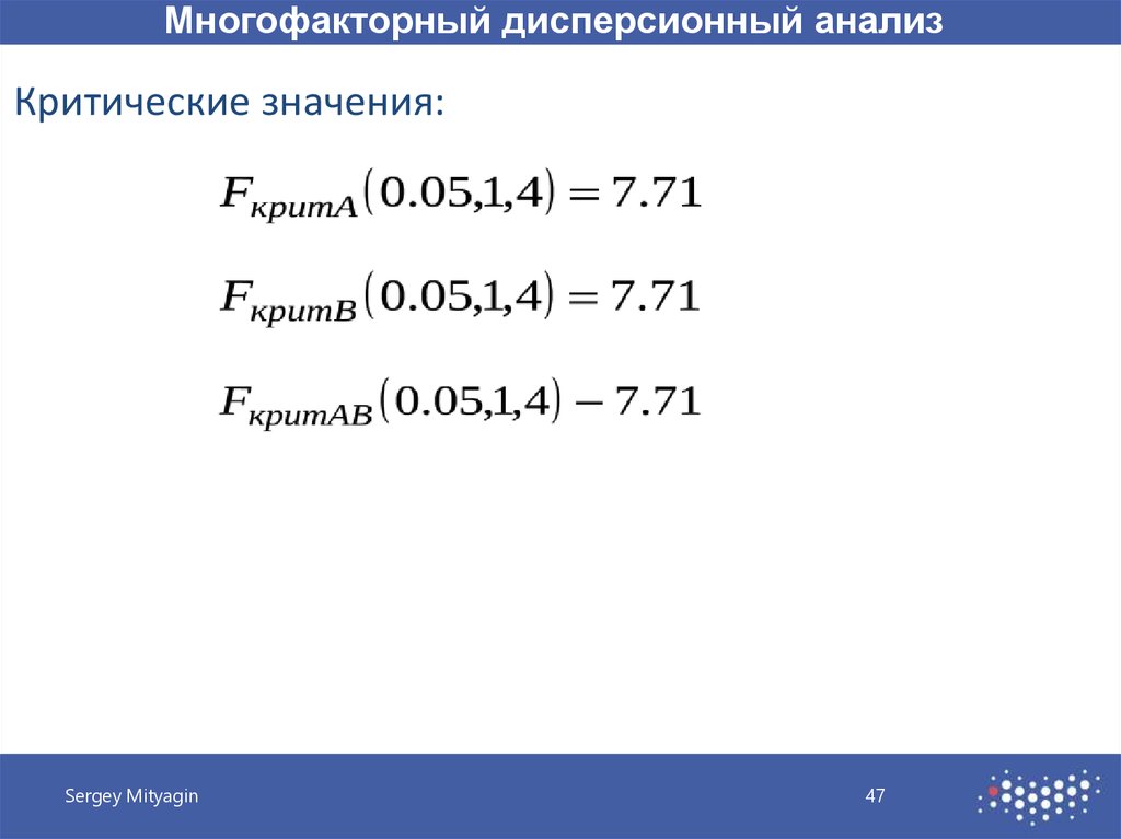 Многофакторный дисперсионный анализ презентация