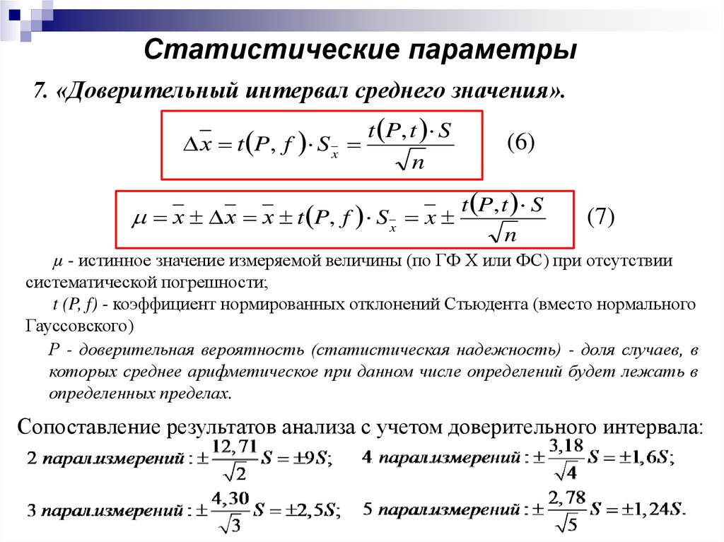 Основные статистические параметры