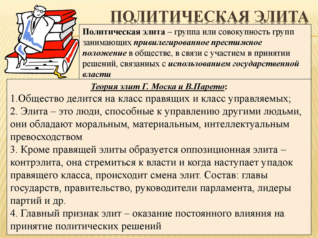 План политическая элита как субъект политики егэ обществознание