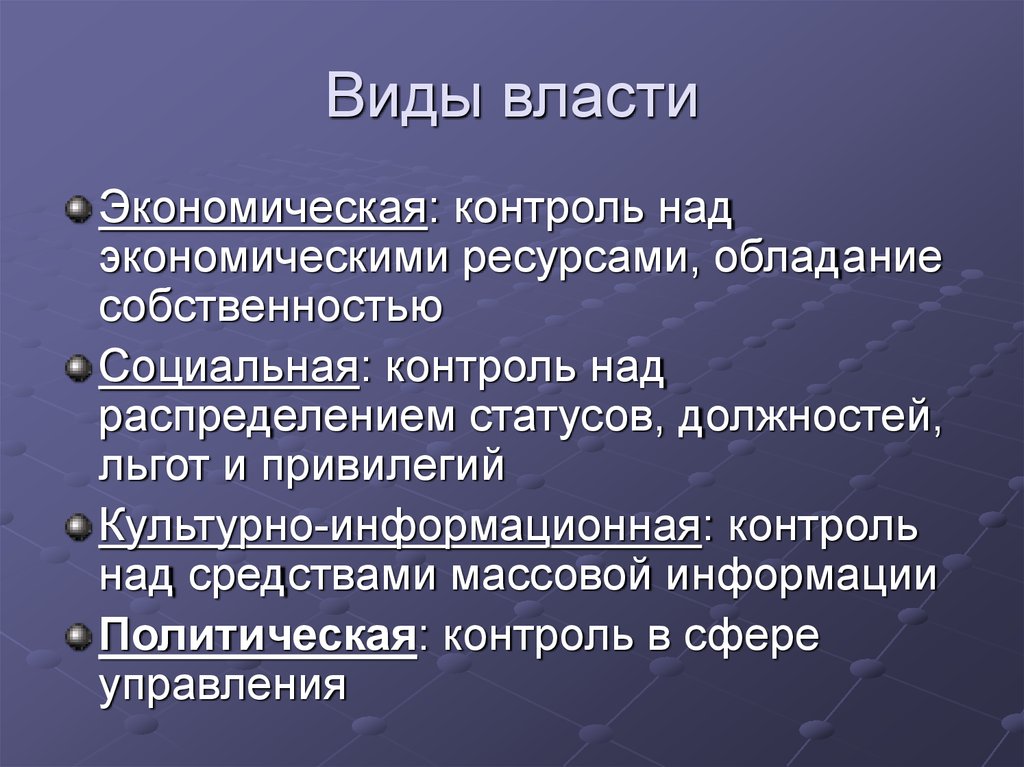 Власть типы и функции