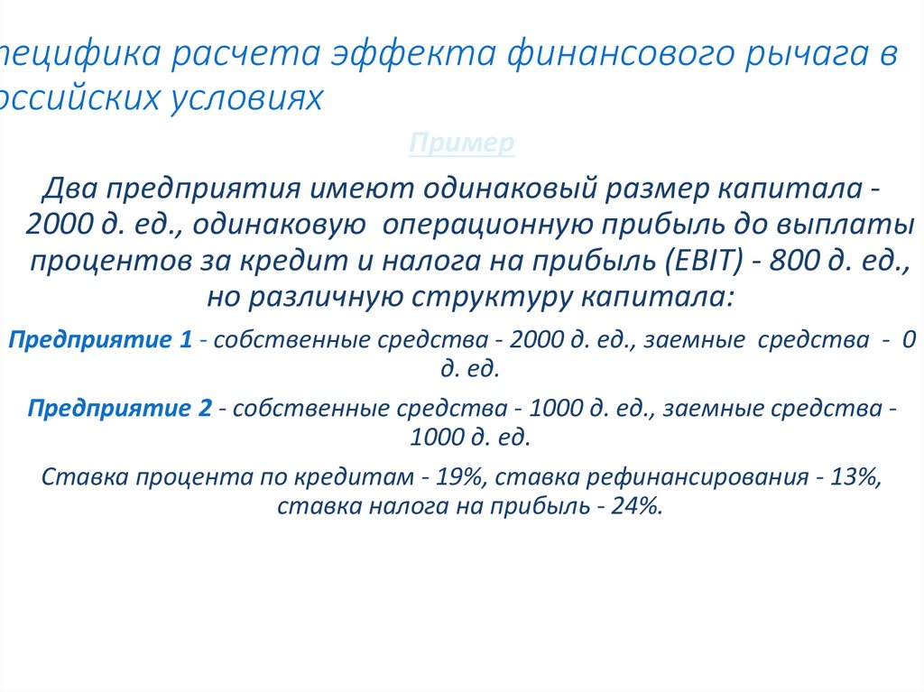 Эффект финансового рычага по прибыли