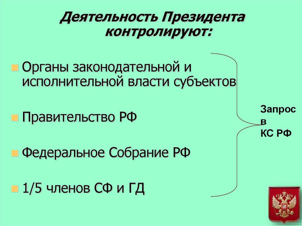 Деятельность президента