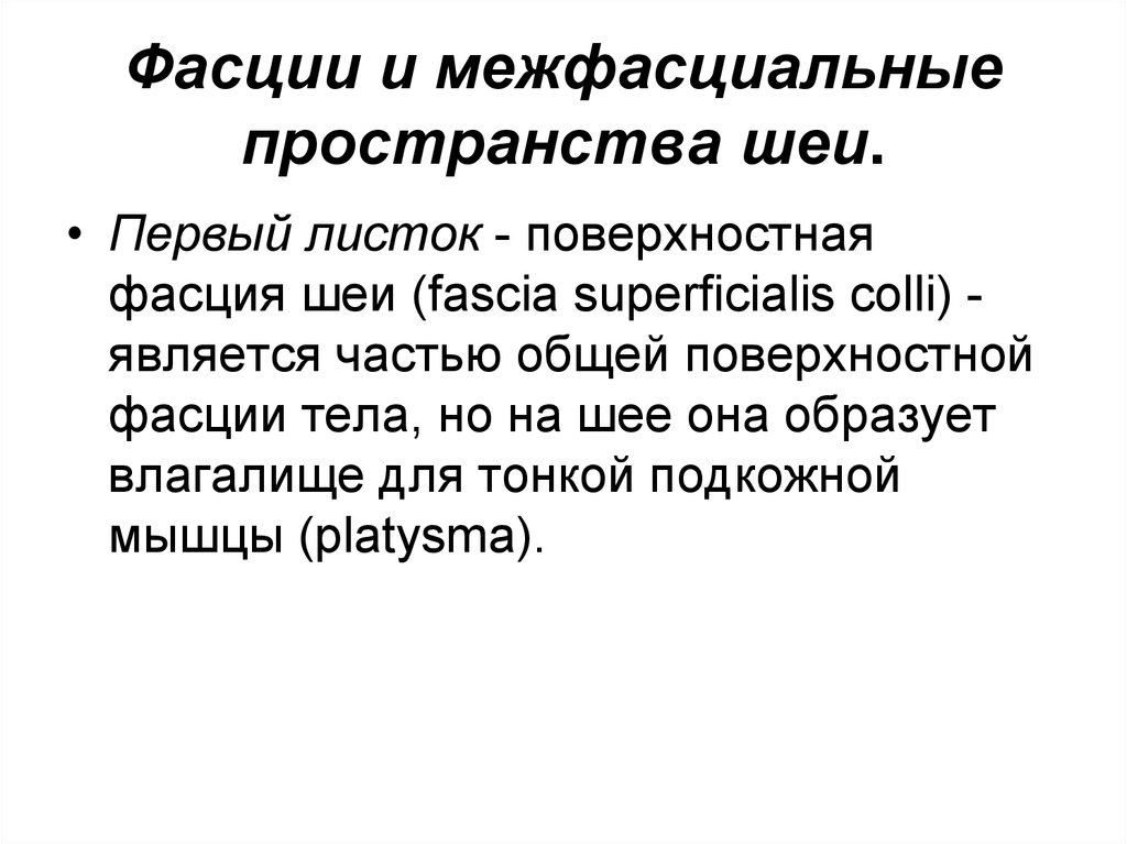 Фасции и межфасциальные пространства шеи.