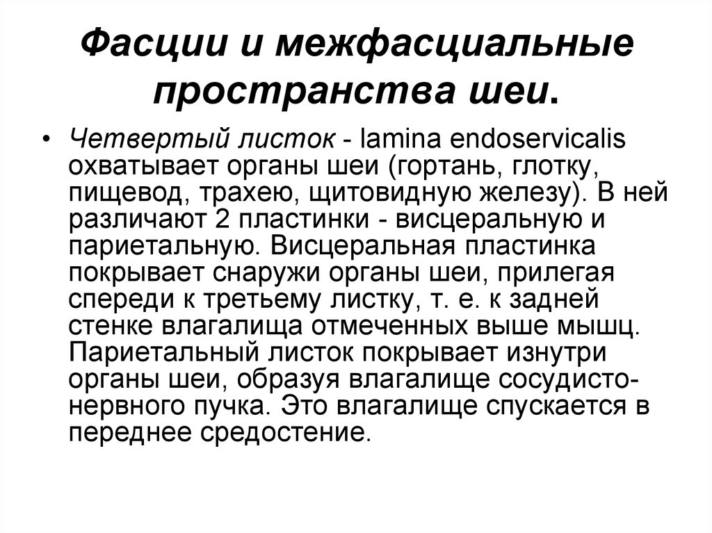 Фасции и межфасциальные пространства шеи.