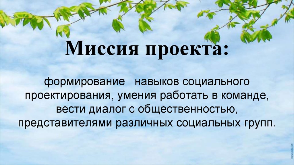 Миссия социального проекта