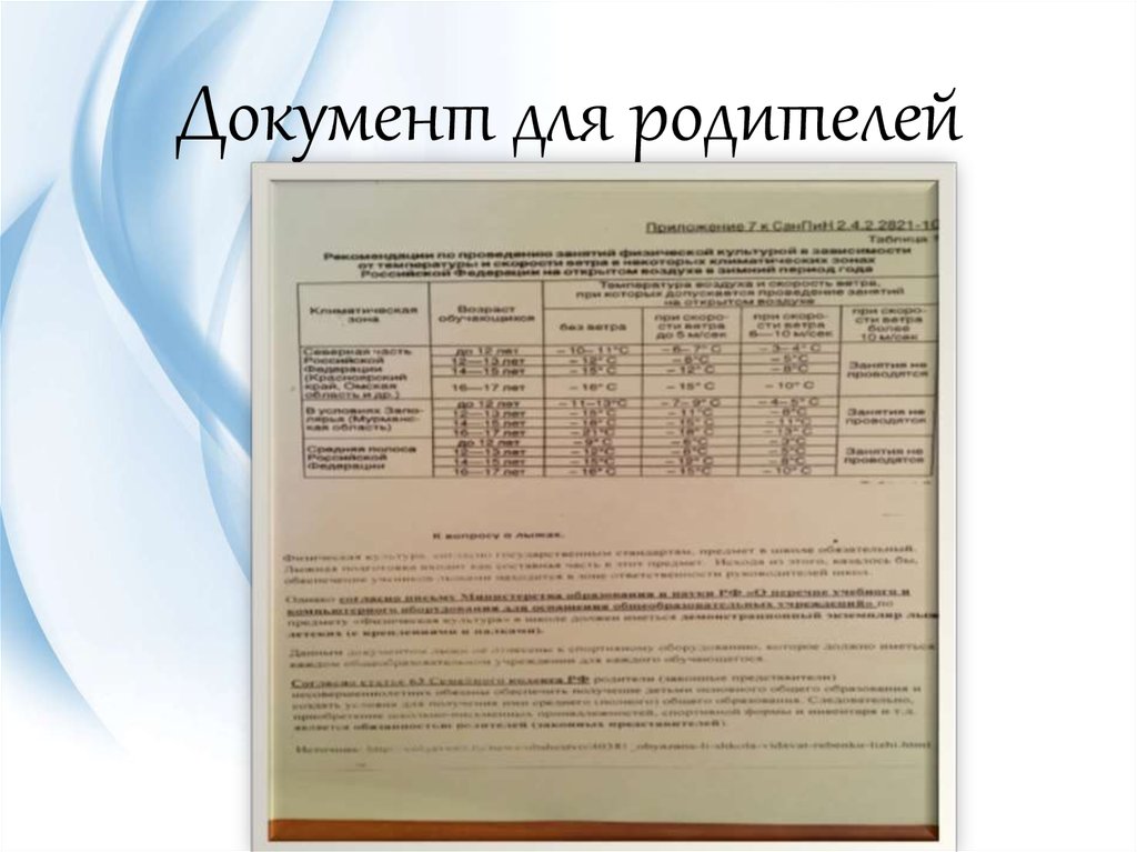 Документ для родителей