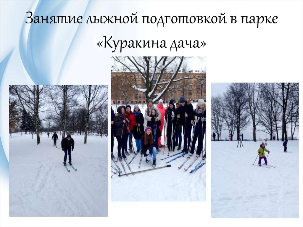 Занятие лыжной подготовкой в парке «Куракина дача»