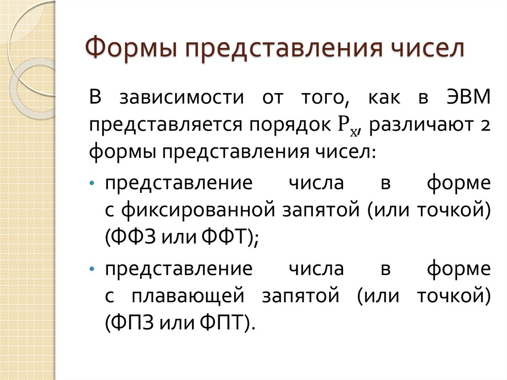 Виды представления чисел