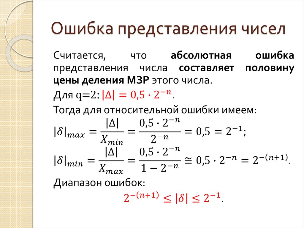 Линейные числа. Ошибочное представление.