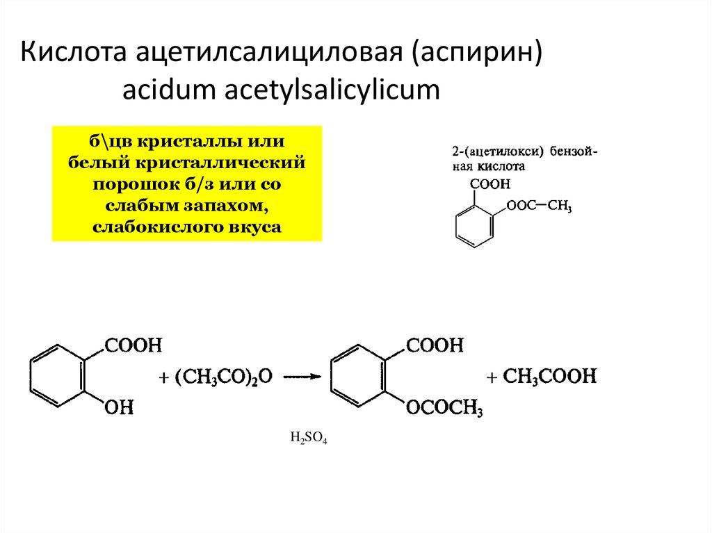 Гидролиз ацетилсалициловой кислоты