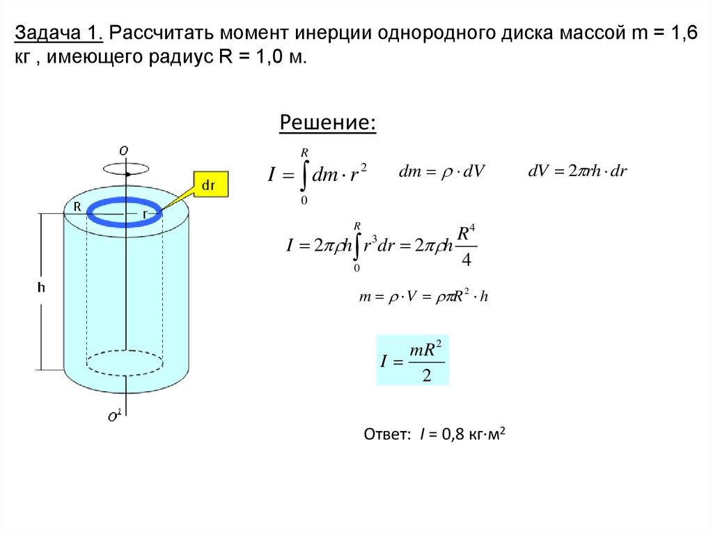 Задачи на моменты. Момент инерции сплошного диска вывод формулы. Момент инерции диска вывод формулы. Момент инерции сплошного цилиндра (диска). Расчеты формул момента инерции для диска.